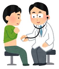 聴診器でお腹を診ているお医者さんと患者さん