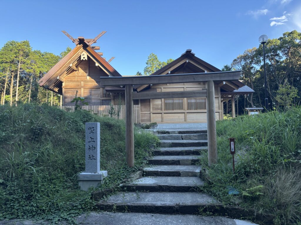 野上神社　石柱と鳥居と本殿の写真