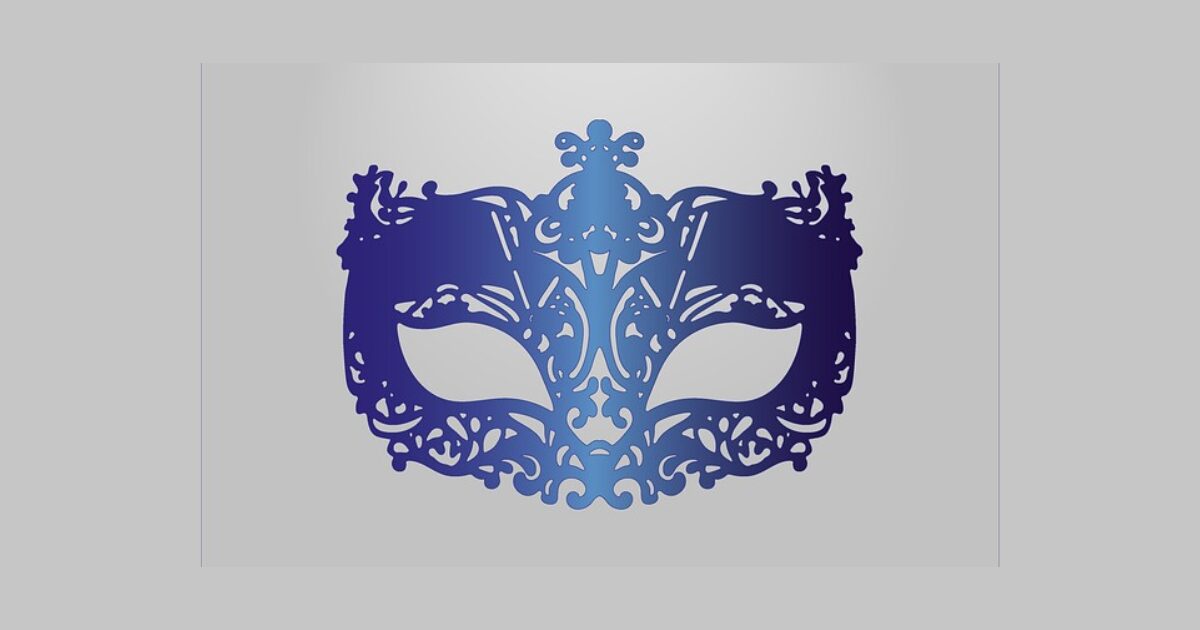 青い仮面の画像（目を中心にした顔半分のもの）