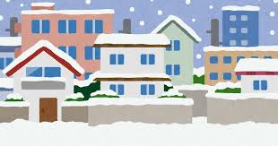 雪の降る町並みの画像（昼）